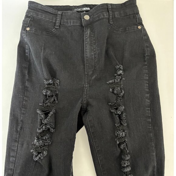 Distressed Jeans 13 Black Skinny High Waist Grunge Streetwear Urban Chic - Picture 11 of 12